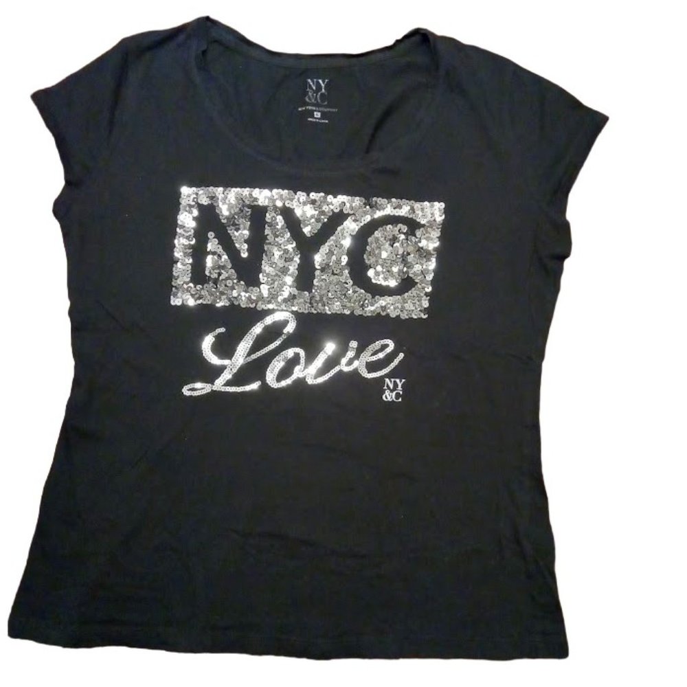 New York & Company | Women's | Sequined | Short Sleeved | Tee Shirt | Size: L